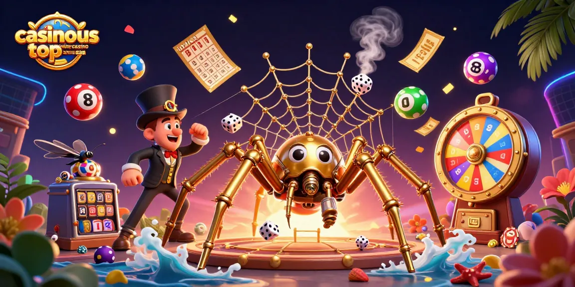 Catch thrilling action with casinous top online casino bonuses usa as a golden spider ensnares dice in a vibrant web.